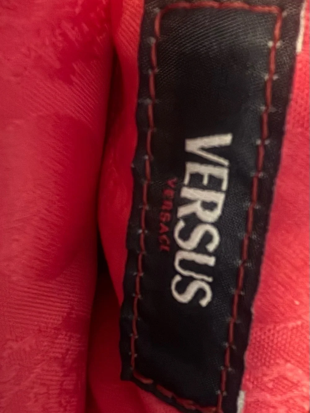 Versus By Versace Blue Patterned Shoulder Tote with Cream Straps